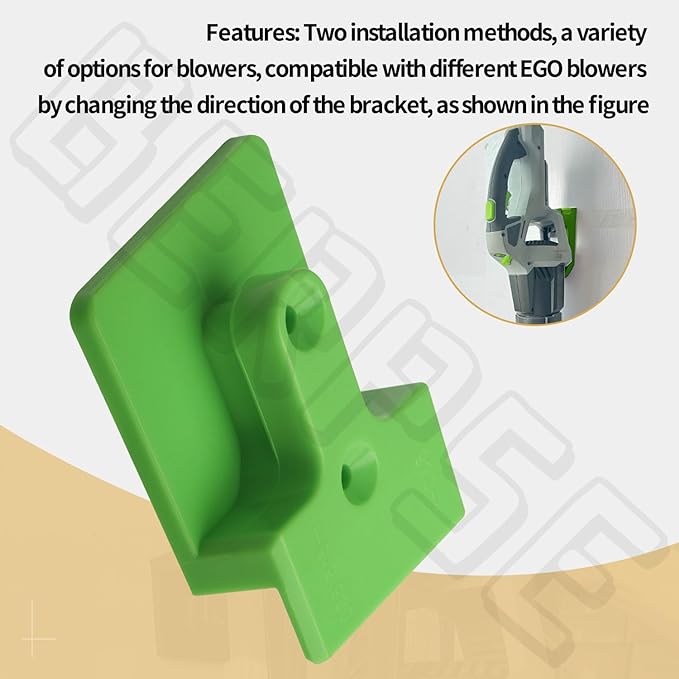 Blower Wall Mount/Mounting Bracket for EGO 530CFM 615/650CFM Leaf Blower, Suitable for Two Different Types of Blowers, Does Not Fit 765 CFM Vane Blower Models, W/Screws, Green - LeafyLoom