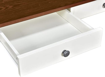 6-Piece Wood Dining Table Set with Drawer, 4 Upholstered Chairs and Bench, for Kitchen, Living Room, Mid-Century Style, Butter Milk, 59" L x 35.4" W x 30.3" H - LeafyLoom