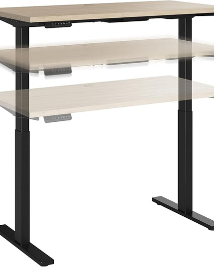 Bush Business Furniture Move 60 Series 48W x 24D Electric in Natural Elm with Black Base, Ergonomic Sit-Stand Computer Table for Home and Professional Office - LeafyLoom