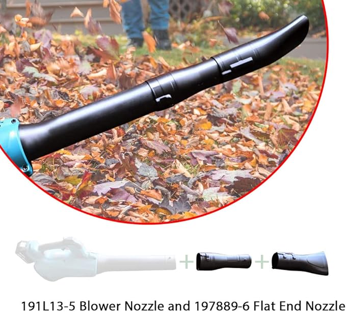 191L13-5 191B21-6 Blower Nozzle and 197889-6 Flat End Nozzle Compatible with Makita X2 36V hand held Blower, use for XBU02Z - one-click installation (GROUP) - LeafyLoom