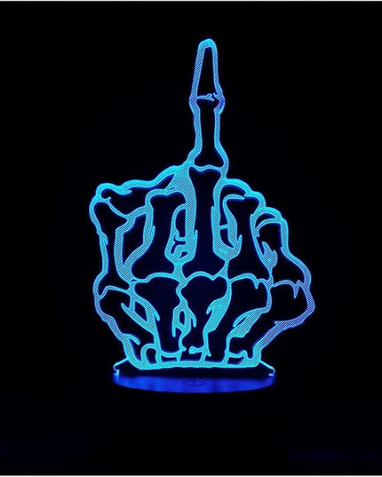 Middle Finger 3D Optical Illusion LED Night Light, Boy Girl Kids Baby Sleep Desk Lamp Touch Control 7 Color Change USB Powered for Home Decorations or Holiday Gifts - LeafyLoom