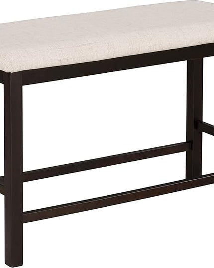 Kitchen 6-Piece Counter Height Set Table with Shelf 4 Chairs and Bench for Dining Room, Espresso - LeafyLoom