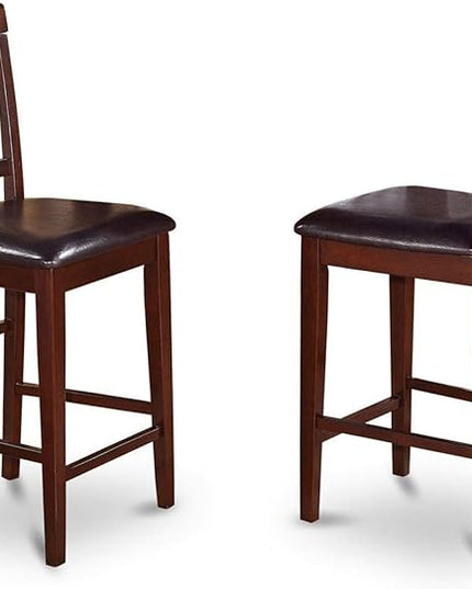 East West Furniture BUVN5-MAH-LC Buckland 5 Piece Counter Height Pub Set Includes a Rectangle Table and 4 Faux Leather Dining Room Chairs, 30x48 Inch, Mahogany - LeafyLoom