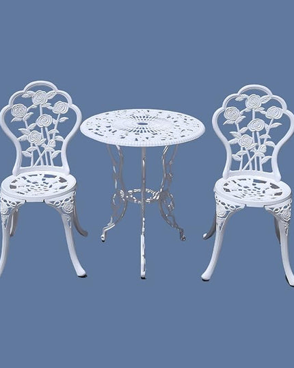 KAILI Outdoor Furniture Bistro Set with Rose Pattern 1 Table 2 Chairs for Garden Patio Porch (Rose-White) - LeafyLoom