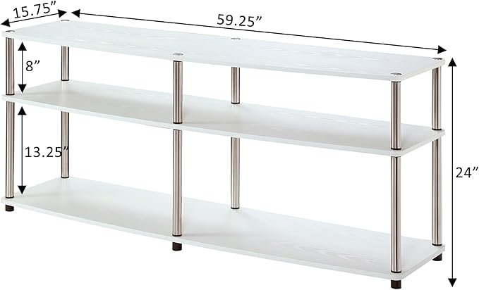 Convenience Concepts Designs2Go 3 Tier 60" TV Stand, White - LeafyLoom