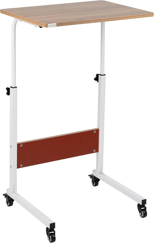 Mind Reader Woodland Collection, Mobile Sit/Stand Laptop Desk Adjustable, Lockable Casters, Portable, 21.75" L x 15.75" W x 33" H, Medium, Brown - LeafyLoom