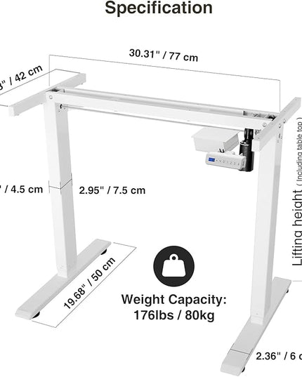 Electric Height Adjustable Stand up Desk Home Office Ergonomic Computer Workstation(Frame Only) - LeafyLoom