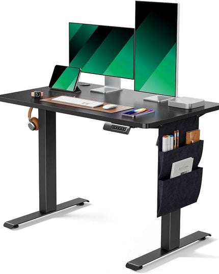 Marsail Standing Desk Adjustable Height, 40x24 Inch Electric Standing Desk with Storage Bag, Stand up Desk for Home Office Computer Desk Memory Preset with Headphone Hook - LeafyLoom