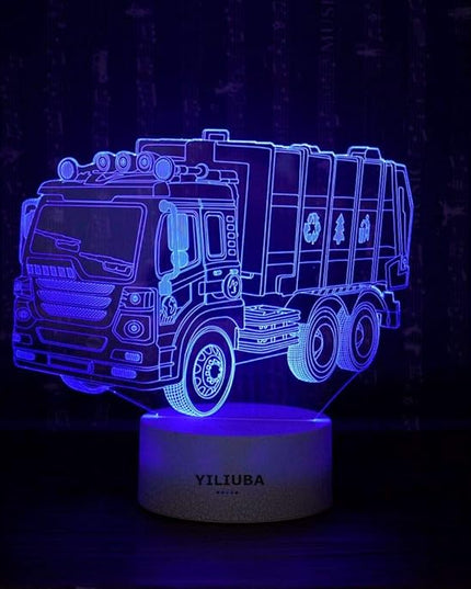 Garbage Truck Car Gift Night Lights for Kids 3D Lamp LED Desk Lamps for Boys Decor Bedroom Room USB plugs 7 Color Gradual Changing Truck Light or Birthday Xmas Party Festival Decor Children Gifts - LeafyLoom