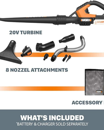 Worx WG545.9 20V Work Air Lithium Multi-Purpose Blower/Sweeper/Cleaner Tool ONLY - LeafyLoom