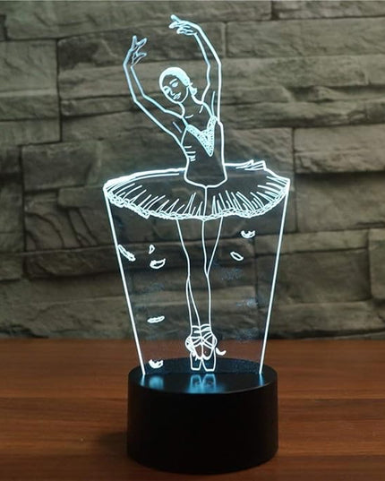 FXUS 3D Ballet Dancer Girl Lamp Night Light 16 Color Change LED Remote Control Table Desk Lamp Home Decoration Toy Birthday Xmas Kid Children Gift - LeafyLoom