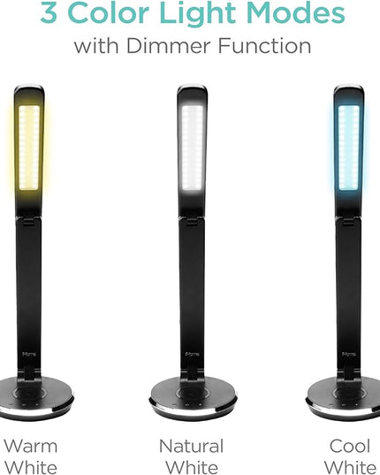 iHome Desk Lamp with Charging Station, Reading Light with Wireless Charging and USB Charging – Black (ILW200B) - LeafyLoom