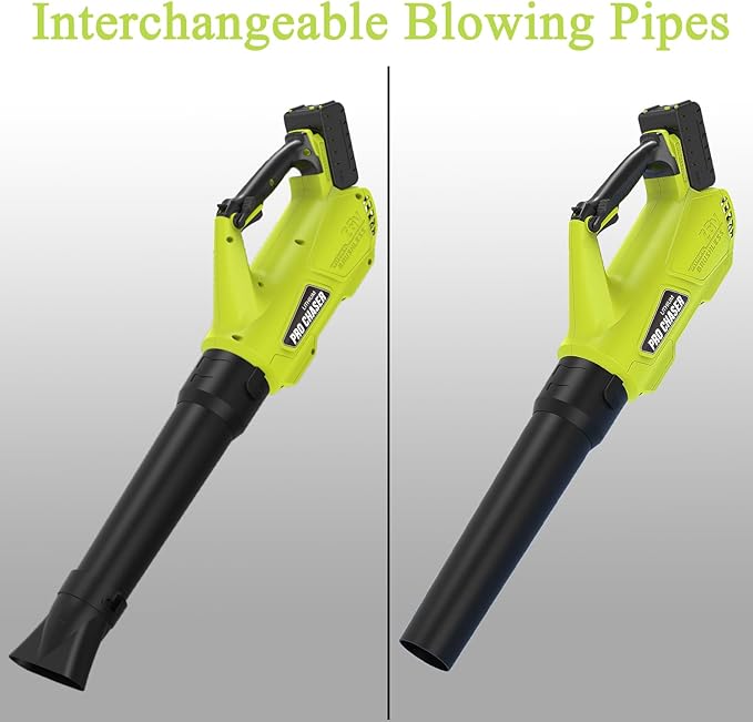 Pro Chaser Battery Powered Cordless Blower - 380 CFM with 2 X 4.0Ah 20V Batteries & Fast Charger, Lightweight Electric Leaf Blowers, 2 Variable Speed, Ideal for Yard, Patio & Sidewalk (Green) - LeafyLoom