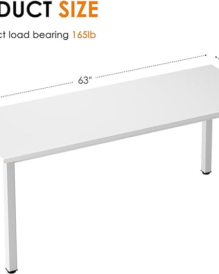 Need 63 Inch Large Computer Desk - Modern Simple Style Home Office Desk Gaming Desk, Basic Writing Table for Study Student, White Desk - LeafyLoom