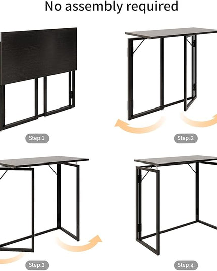 Folding Desk 30 Inch - Small Foldable Desk for Small Space Minimalist, Space Saving Collapsible Compact Desk Portable Table for Craft, Writing, Study and Work (No Assembly Required) - LeafyLoom