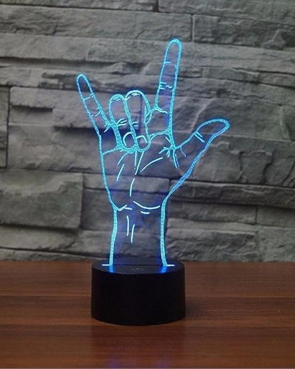 FXUS 3D I Love You Sign Night Light Powered Remote Control Touch 16 Color Change LED Table Desk Lamp Home Decoration Toy Birthday Xmas Kid Children Gift - LeafyLoom