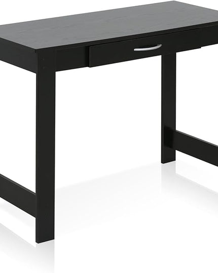 FURINNO Jaya Writing Desk For Residential Use With DrawerBlack, Blackwood, Large - LeafyLoom