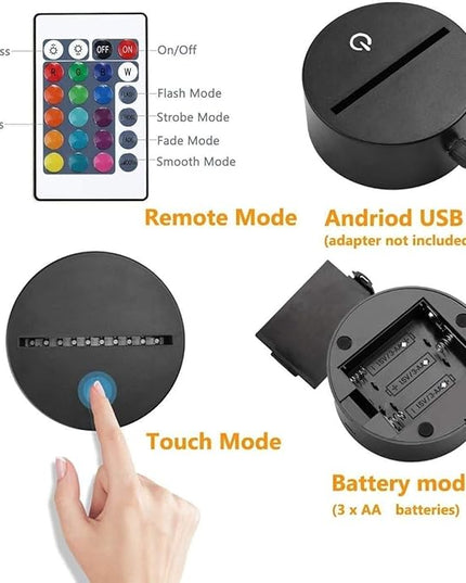 FXUS 3D I Love You Sign Night Light Powered Remote Control Touch 16 Color Change LED Table Desk Lamp Home Decoration Toy Birthday Xmas Kid Children Gift - LeafyLoom