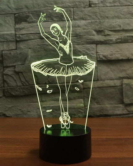 FXUS 3D Ballet Dancer Girl Lamp Night Light 16 Color Change LED Remote Control Table Desk Lamp Home Decoration Toy Birthday Xmas Kid Children Gift - LeafyLoom