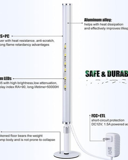 LED Desk Lamp for Home Office, Ultra bright/RA90/6000k/Dimmable/DC12V, Desk Light Reading Table Lamps Fill Light for Selfie, for Desktop Study, Photography, Video Recording Conference Lighting - LeafyLoom