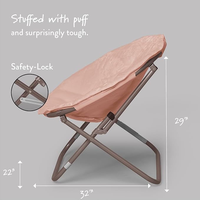 Faux Fur Saucer Chair with Metal Frame, One Size, Blush - LeafyLoom