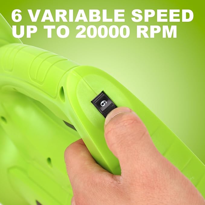 Yougfin Cordless Leaf Blower, 320 MPH 21V Electric Blowers for Lawn Care, Battery Powered Blower with 6 Speed Mode (4.0Ah Battery & Charger Included) - LeafyLoom