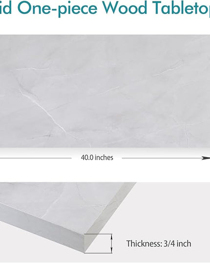 Kaboon Universal Tabletop 40"x18", Solid One-Piece Melamine Table Top, Double Desk L-Desk Floating Desk DIY, Home and Office, White Rock - LeafyLoom