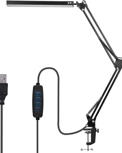 Swing Arm Desk Lamps for Architect Drafting or Computer Light, LED Bar Clamp Lamp - LeafyLoom