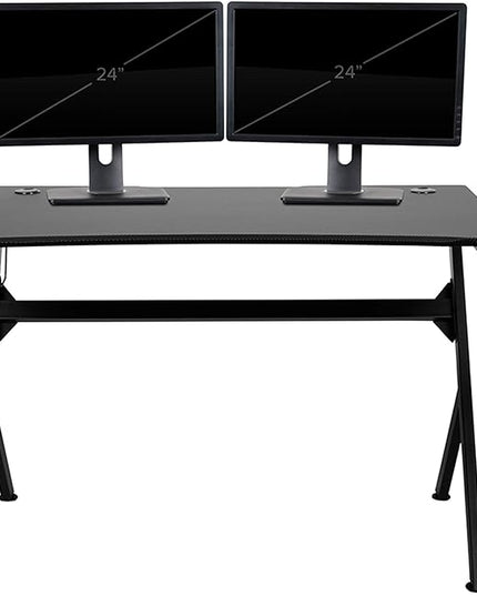 Flash Furniture Duncan Gaming Desk 45.25" x 29" Computer Table Gamer Workstation with Headphone Holder and 2 Cable Management Holes, Set of 1,Black - LeafyLoom