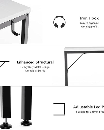 HOMIDEC Office Desk, Computer Desk with Drawers 47" Study Writing Desks for Home with Storage Shelves, Desks & Workstations for Home Office Bedroom - LeafyLoom