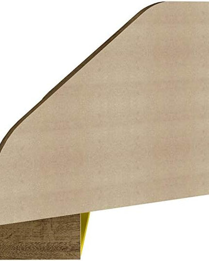 Manhattan Comfort Bradley Mid Century Modern Home Office Floating Corner Desk with Keyboard Shelf, 43.98", Rustic Brown/Yellow - LeafyLoom