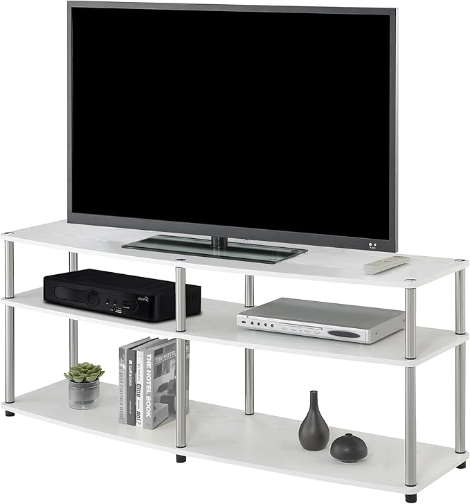 Convenience Concepts Designs2Go 3 Tier 60" TV Stand, White - LeafyLoom