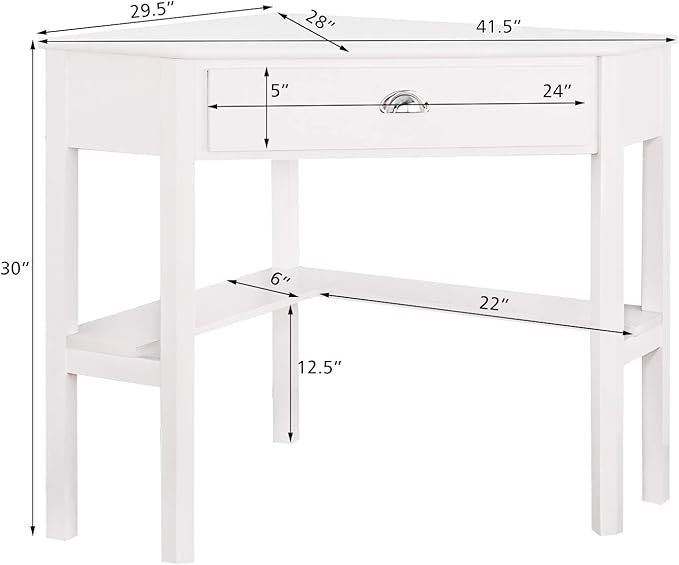 Giantex with One Drawer and One Storage Shelf, White Finish - LeafyLoom