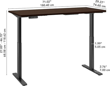 Bush Business Furniture Move 60 Electric Ergonomic Sit-Stand Computer Table for Home and Professional Office, 72W x 30D, Mocha Cherry - LeafyLoom