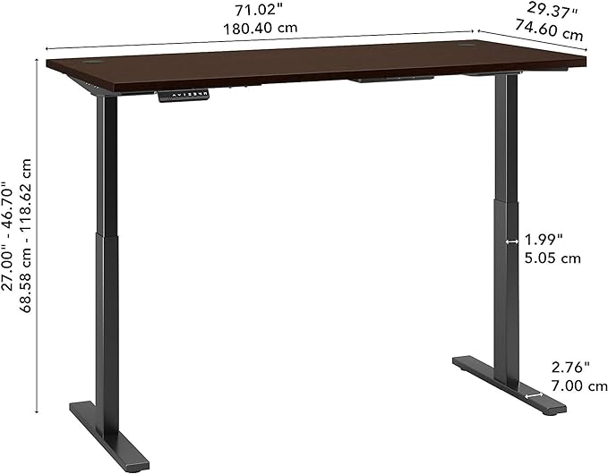 Bush Business Furniture Move 60 Electric Ergonomic Sit-Stand Computer Table for Home and Professional Office, 72W x 30D, Mocha Cherry - LeafyLoom