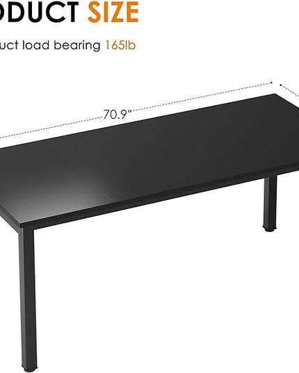 Need 70.8 Inch Executive Office Desk, Large Stylish Computer Desk, Simple Study Writing Desk, Workstation Business Furniture for Home Office, Black - LeafyLoom