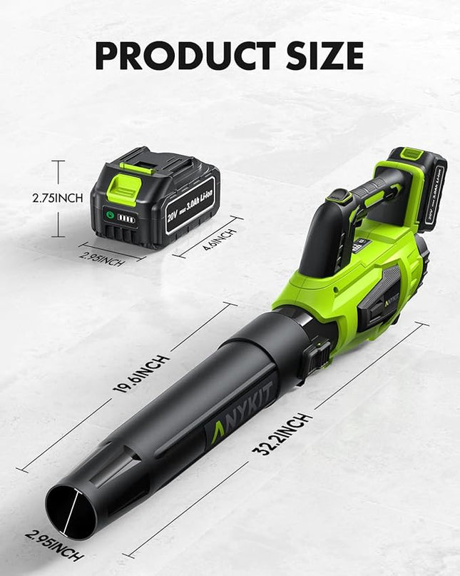 Leaf Blower Cordless with Battery and Charger - Anykit 20V Electric Leaf Blower 2 Speed Modes, Blower Cordless Battery Leaf Blower for Clearing Deck Sidewalk Driveway - LeafyLoom