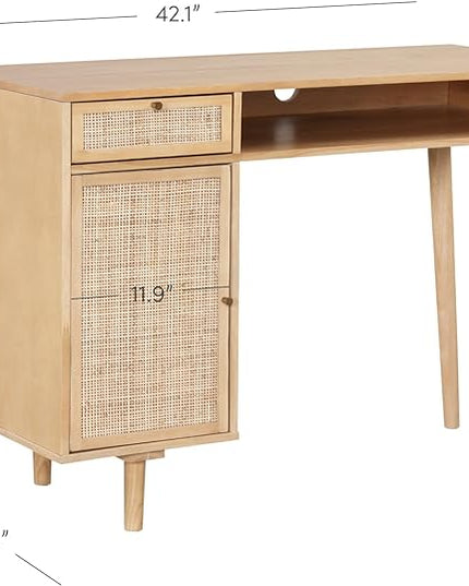 Nathan James Jacklyn Modern Home Office Writing Desk, OneSize, Natural Brown - LeafyLoom