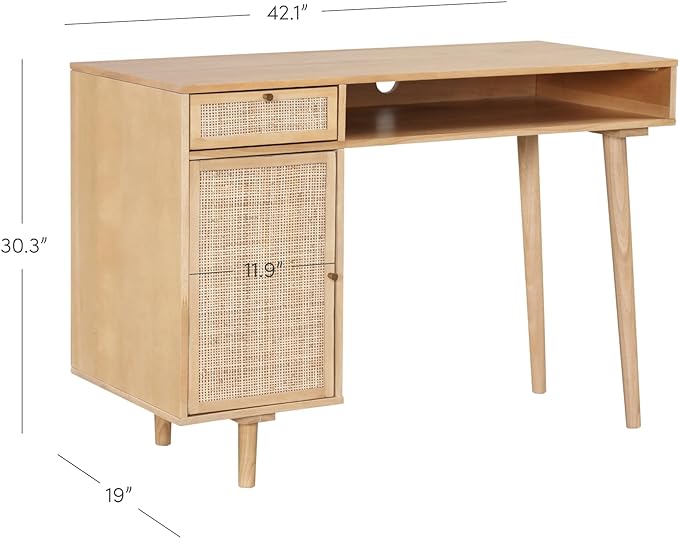 Nathan James Jacklyn Modern Home Office Writing Desk, OneSize, Natural Brown - LeafyLoom