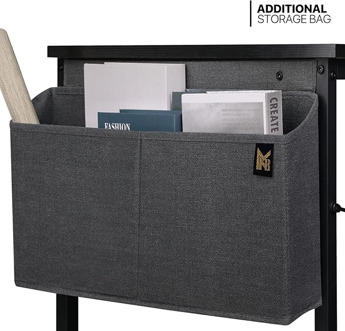 MoNiBloom Computer Desk 55", Simple Style Home Gaming Desk with Storage Bag, Office Writing Workstation- Black - LeafyLoom
