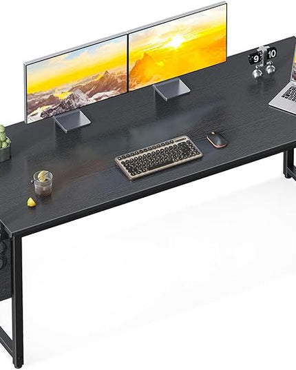 ODK Computer Desk Large Office Desk, 63 Inch Gaming Desk with Storage, Modern PC Desk Work Table with Headphone Hook for Home Office, Black - LeafyLoom