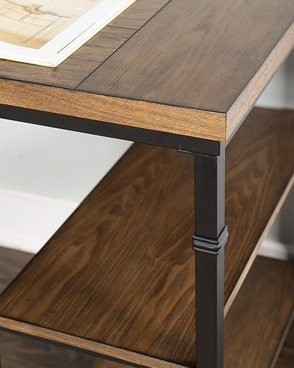 Linon Rhett Two Shelf Desk, Black - LeafyLoom