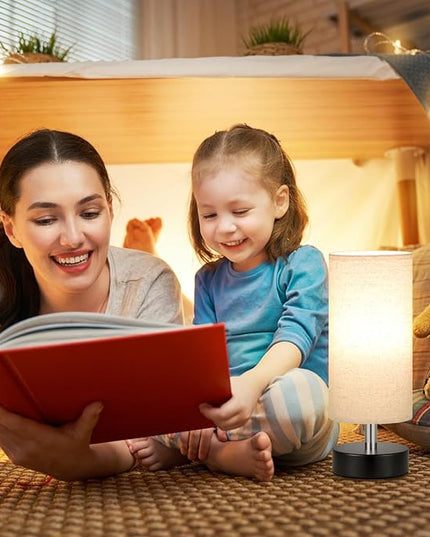 Small Table Lamp for Bedroom - Bedside Lamps for Night Stands, Minimalist Nightstand Light Lamp, Desk Lamps for Reading Room, Kids Room, Living Room, Office, Dorm - LeafyLoom