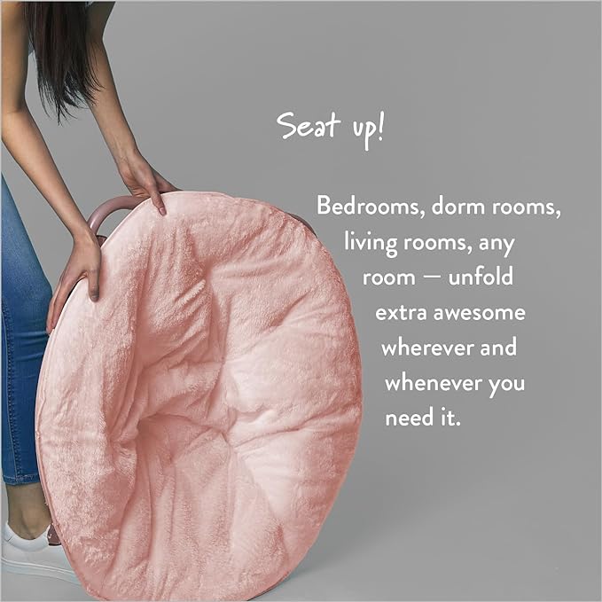 Faux Fur Saucer Chair with Metal Frame, One Size, Blush - LeafyLoom