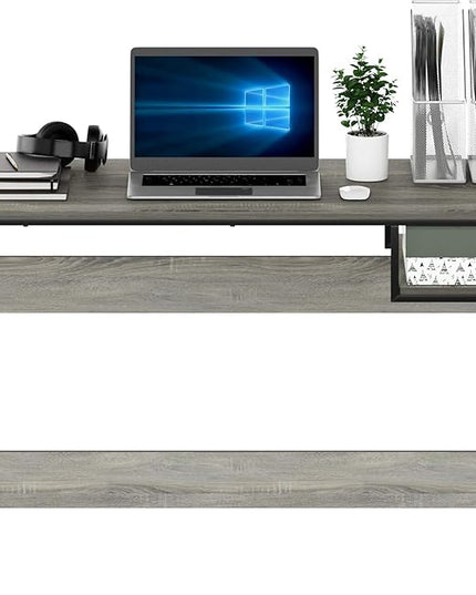 FURINNO Moretti Lifestyle Study Desk, 45 Inches, French Oak Grey - LeafyLoom