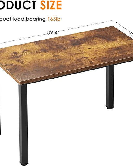Need Small Desk, 39.4 inches Sturdy Writing Desk for Small Spaces, Small Computer Desk Teens Desk Study Table Laptop Desk Home Ofice Desk, Black Metal Frame, Rustic Brown - LeafyLoom