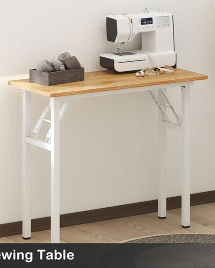 Need Small Desk 31 1/2" No Assembly Foldable Writing Table,Sturdy and Heavy Duty Folding Computer Desks for Small Space/Home Office/Dormitory AC5BW(80 * 40) - LeafyLoom