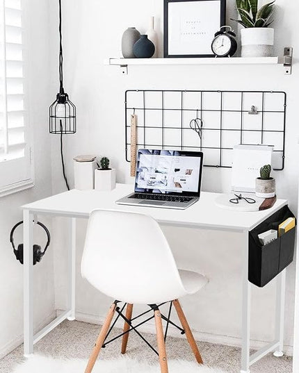 Lufeiya White Small Desk for Bedroom - Student Kids Study Writing Table for Home Office Bedroom Small Spaces 32 Inch Modern Mini Laptop PC Computer Desks, White - LeafyLoom