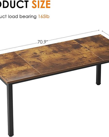 Need 70.8 Inch Executive Office Desk, Large Stylish Computer Desk, Simple Study Writing Desk, Workstation Business Furniture for Home Office, Rustic Brown - LeafyLoom