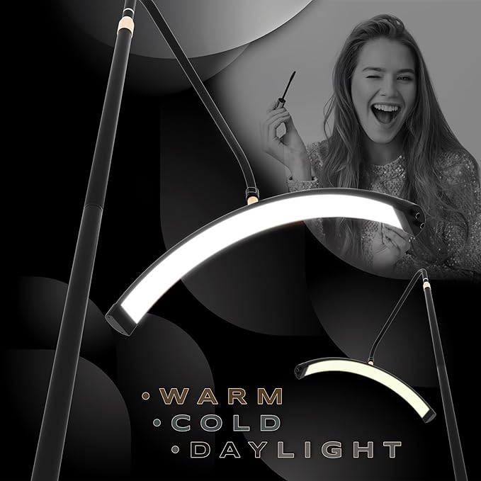 LED Floor Light, Half Moon Lamp for Lash Extension, Lighting for Beauty, Skincare, Lashes, Eyebrows, Filming Content Creation-Modern Black - LeafyLoom